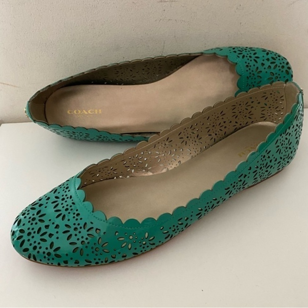 Coach Carsin Green Patent Leather Ballet Flat Loafer 10 NIB - Picture 8 of 16